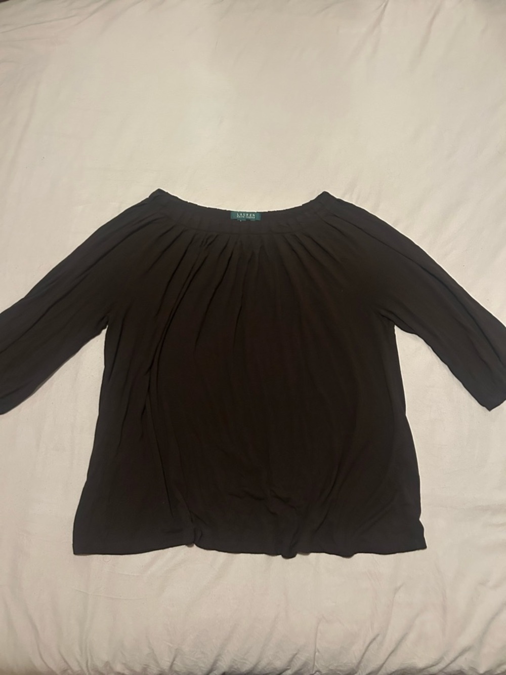 Ralph Lauren Brown Off Shoulder Peasant Top